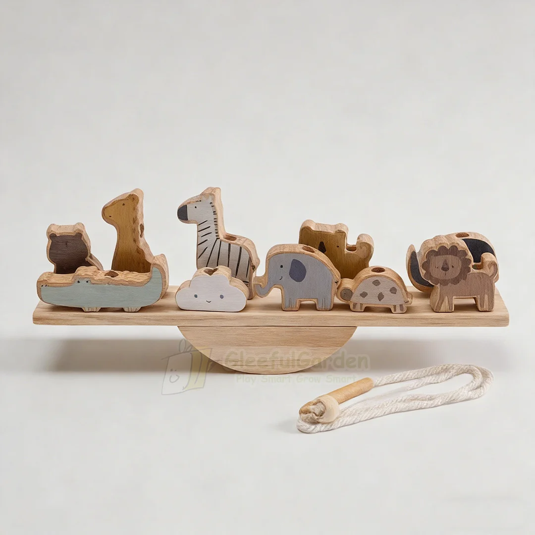 Montessori Wooden Animal Balance Stack Toy